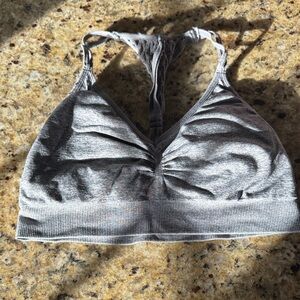 Fabletics Light Gray Ruched Sports Bra